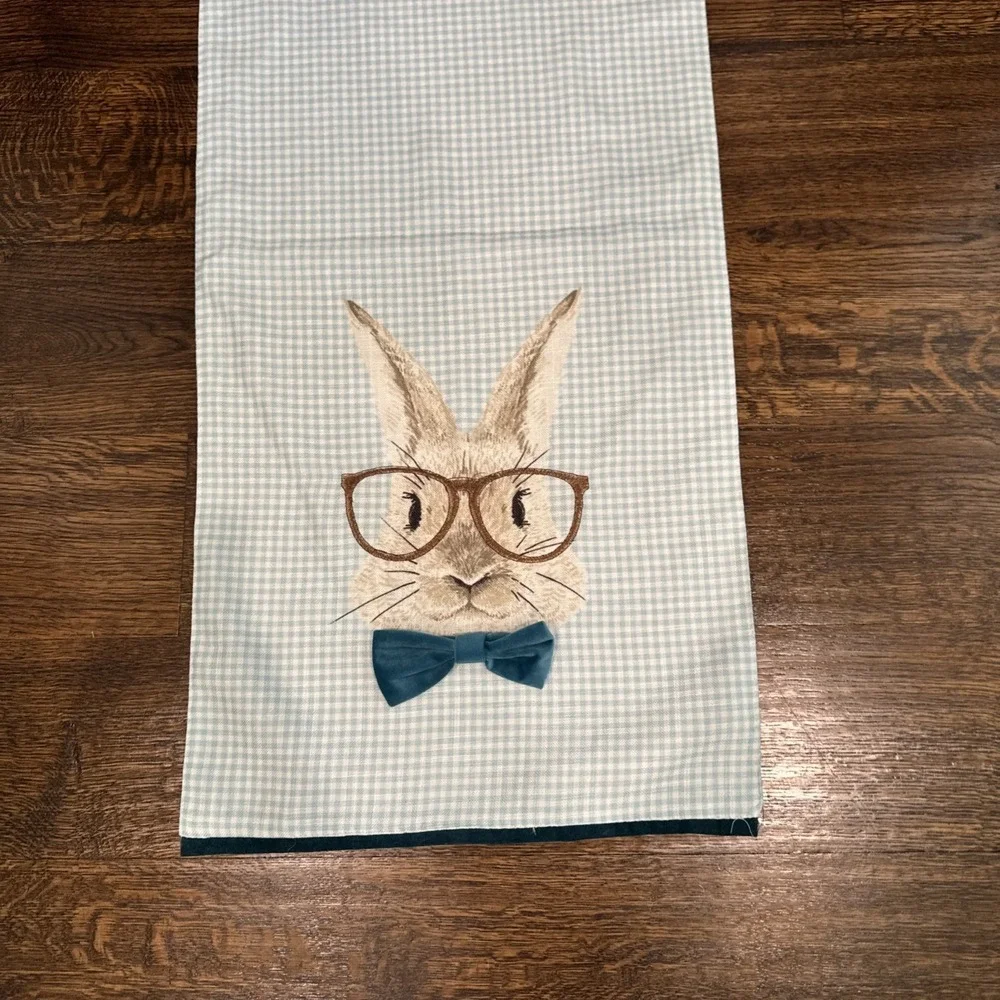 Hip Hop Easter Table runner 70 X‎ 16 Rabbits With Bow Ties Gingham
